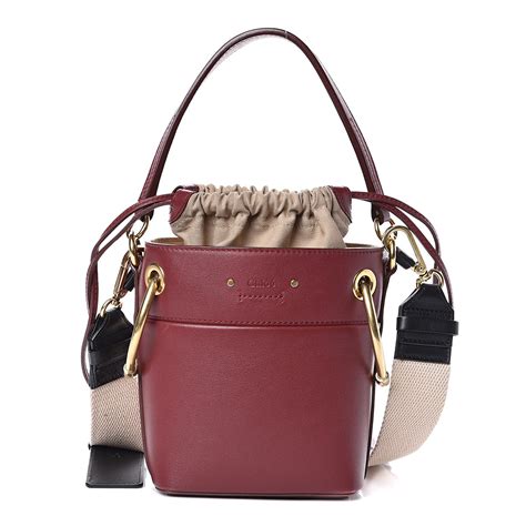 CHLOE Smooth Calfskin Small Roy Bucket Bag Plum Purple 